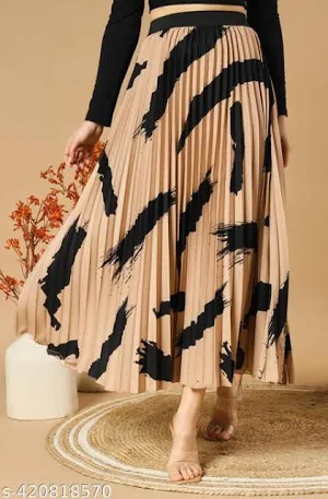 Sand & Ink Abstract Pleated Maxi Skirt